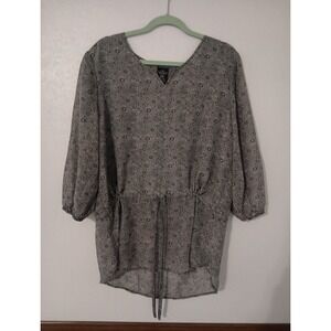 Faded Glory XL (16/18)  3/4 Sleeve ‎ Gather Tie  100% Polyester Black & Gray